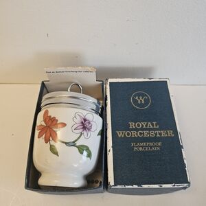 Vtg Royal Worcester Egg Coddler Astley King Size flowers Porcelain England Box